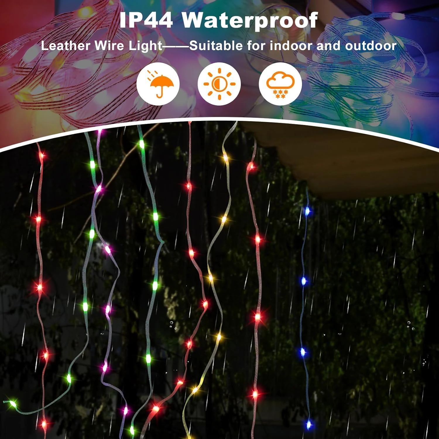 PUHONG Décoration De Noël Star Flowing Multicolore Changement De Couleur Lumières En Plein Air, 320 LED 16.4Ft Star Waterfall Arbre Lumières Avec 8 Modes D'éclairage Télécommande, Pour Noël Nouvel An Anniversaire 4 PUHONG Décoration De Noël Star Flowing Multicolore Changement De Couleur Lumières En Plein Air, 320 LED 16.4Ft Star Waterfall Arbre Lumières Avec 8 Modes D'éclairage Télécommande, Pour Noël Nouvel An Anniversaire - Image 2