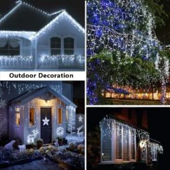 Lumières De Noël En Glaçon Blanc Extérieur - Lumières à Cordes En Glaçons à 32,8 Pieds à 300 LED Avec 8 Modes D'éclairage - Lumières Intérieures En Glaçons Connectables Pour Noël / Hall / Jardin / Mariage / Fête / Terrasse / Gain - Cool -Oui || N/A || pearhead 712l5fCSPfL. AC SL1000