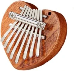 Mini Piano à Pouce Kalimba Avec 8 Clés, Piano à Doigt Mbira Marimba Pocket Palm Size, Instrument De Musique Portable Porte-clés Pendentif, Cadeau De Noël Pour Les Enfants Adultes Débutants (Solid Wood Heart)