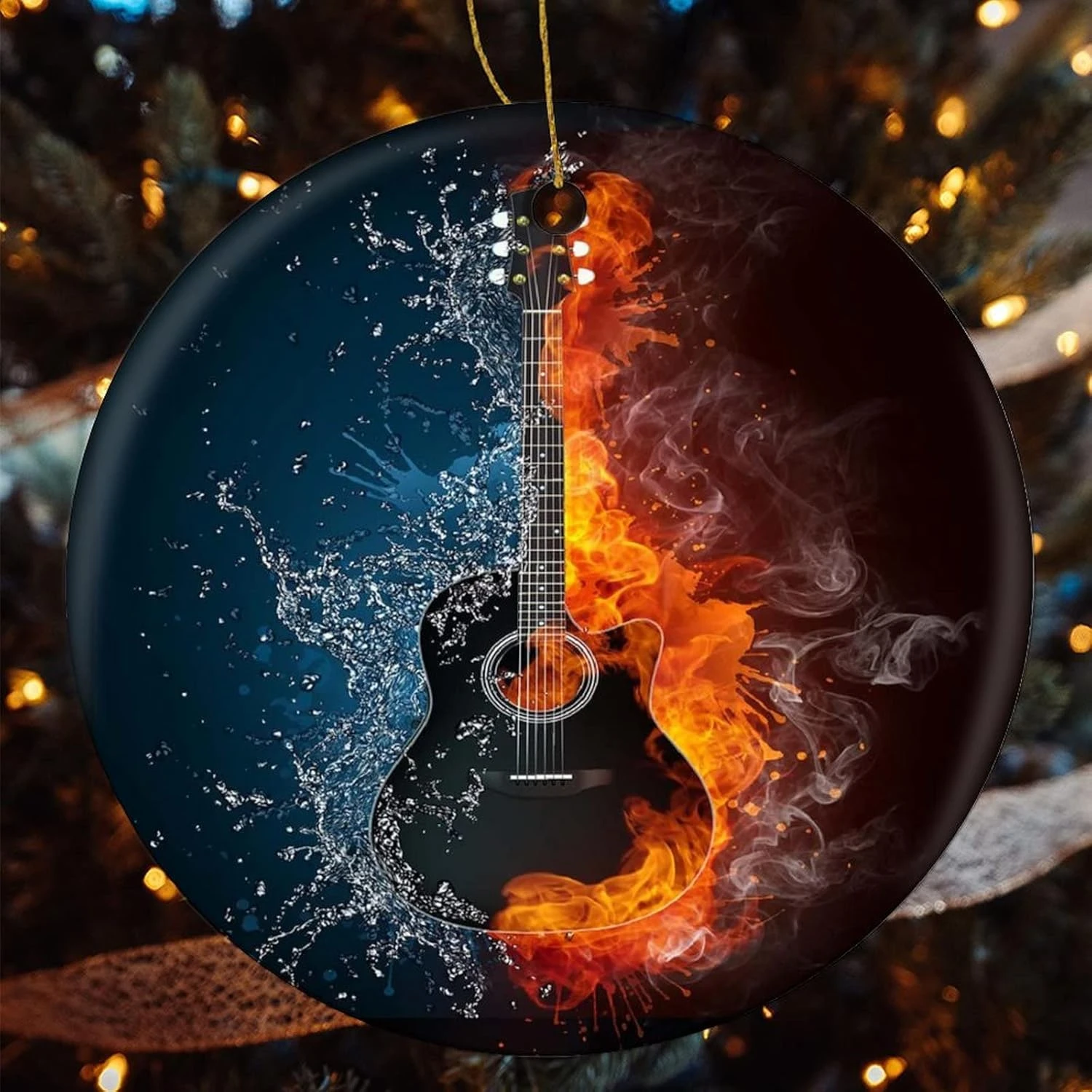 Petits Ornements De Noël Petit Cadeau Pour Femmes, Guitare Acoustique Au Feu Et à L'Eau 5 Petits Ornements De Noël Petit Cadeau Pour Femmes, Guitare Acoustique Au Feu Et à L'Eau – Image 3