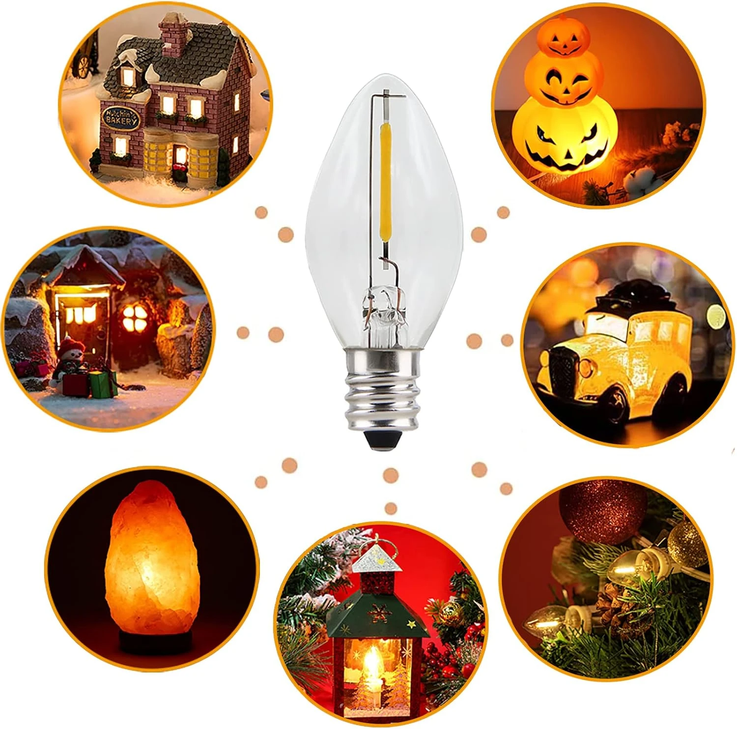 Ensemble De 2 Cordon D'accessoires De Village De Noël (6 Pieds) Avec Kit D'éclairage De Cordon De Soufflage D'ampoule LED C7, Lampe C7 Avec Bouchons De Commutation Pour Halloween Vacances Noël Décors De Maison Artisanat, Fil Blanc 6 Ensemble De 2 Cordon D'accessoires De Village De Noël (6 Pieds) Avec Kit D'éclairage De Cordon De Soufflage D'ampoule LED C7, Lampe C7 Avec Bouchons De Commutation Pour Halloween Vacances Noël Décors De Maison Artisanat, Fil Blanc - Image 4