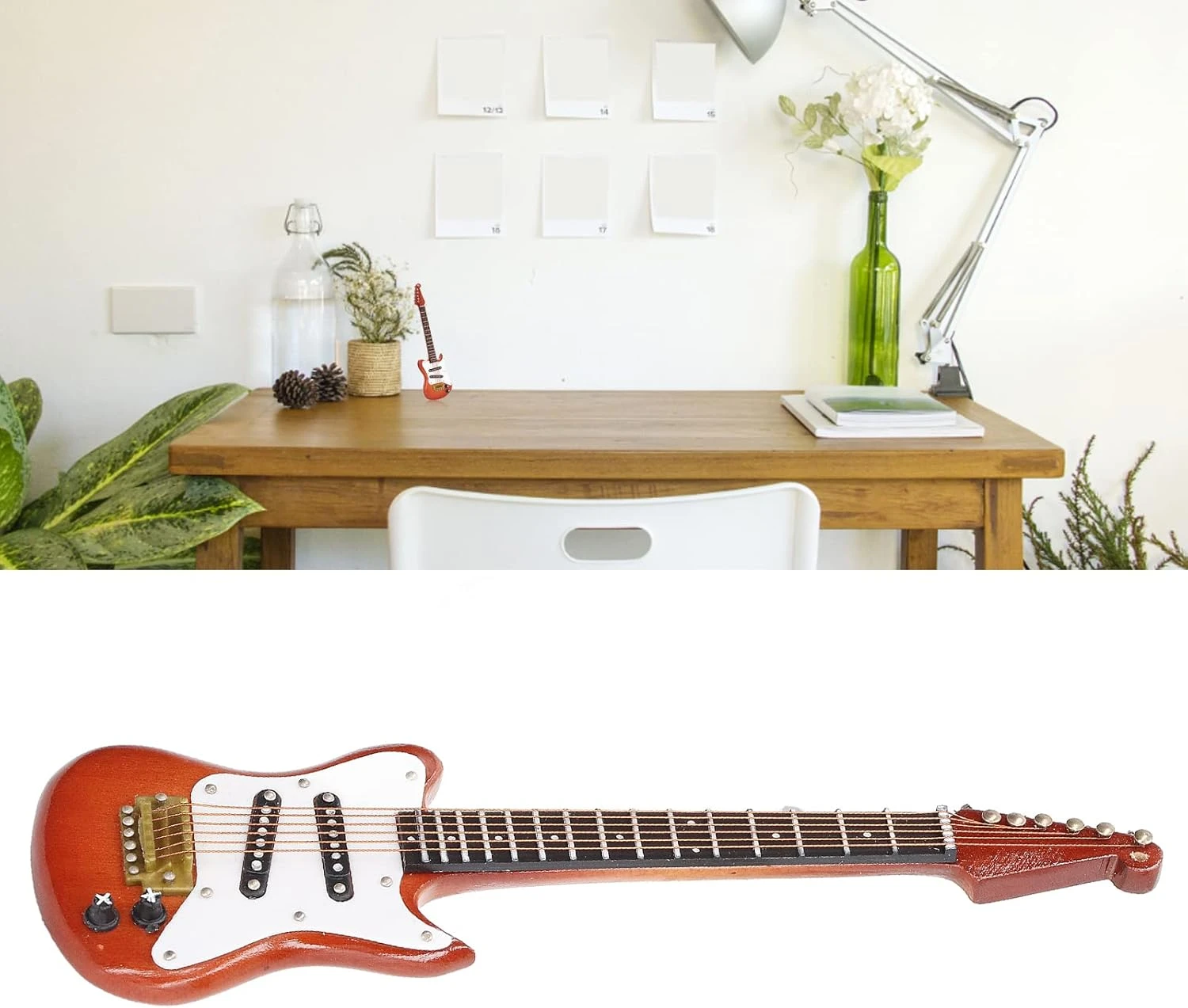 Agatige 5.9in Mini Modèle De Guitare, Instrument De Musique Miniature Avec Corde D'Or Pour Noël, Graduation, Anniversaires 4 Agatige 5.9in Mini Modèle De Guitare, Instrument De Musique Miniature Avec Corde D'Or Pour Noël, Graduation, Anniversaires - Image 2
