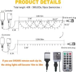 KAZOKU Changement De Couleur Lumières De Noël Extérieur Intérieur 40ft 380 LED Étanche Xmas String Lumières Blanc Chaud Et Multicolore Arbre De Noël Lumières Pour Jardin,Vacances,Fête De Mariage,Avec Télécommande,11 Modes De Lumière -Oui || N/A || pearhead 714Xb4MD3nL. AC SL1500