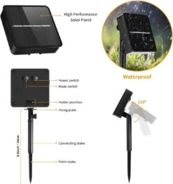 MUMUXI 2 Pack 33Ft 100 LED Solar String Lights Outdoor Fairy Lights Solar Powered With 8 Lights étanche En Fil De Cuivre Pour Les Arbres à Carde De Patio Fête De Mariage De Noël, Blanc Chaud -Oui || N/A || pearhead 714tBnFjbDL. AC SL1437 1