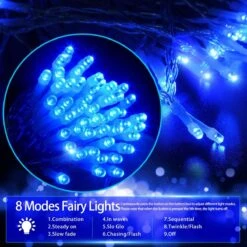 Télécommande] Fairy String Lights Batterie Fonctionnée, 33FT 100 LED Lumières De Noël IP65 Étanche Avec Minuterie, Fonction Mémoire Et 8 Modes D'éclairage Pour Intérieur Extérieur Noël Halloween Mariage - Bleu -Oui || N/A || pearhead 715Cplme5XL. AC SL1200