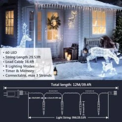 Lumières De Noël Lyhope, 29,6 Pieds 60 Lumières De Mini-icule LED, Lumières De Cordes De Glace En Cristal, Lumières De Décoration De Glaçons Connectables Pour Noël, Combles, Mariage, Jardin, Extérieur, Décoration Intérieure (blanc Pur) -Oui || N/A || pearhead 715Lep2ugCL. AC SL1500