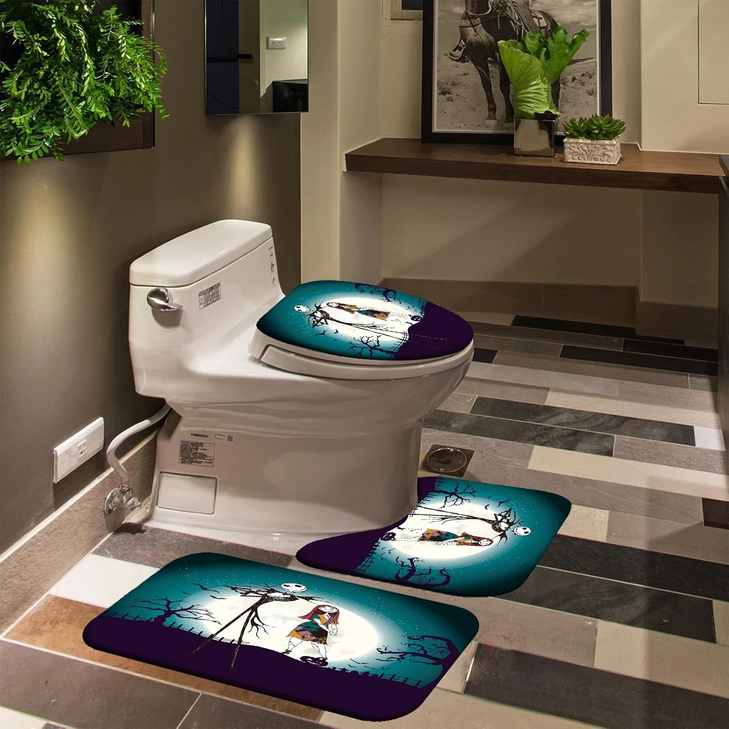 Doimck Cauchemar Avant Noël Rideaux De Douche Pour Salle De Bains Ensembles, Cauchemar Avant Noël Salle De Bains Ensembles Avec Rideau De Douche Et Tapis (N5) 9 Doimck Cauchemar Avant Noël Rideaux De Douche Pour Salle De Bains Ensembles, Cauchemar Avant Noël Salle De Bains Ensembles Avec Rideau De Douche Et Tapis (N5) - Image 7