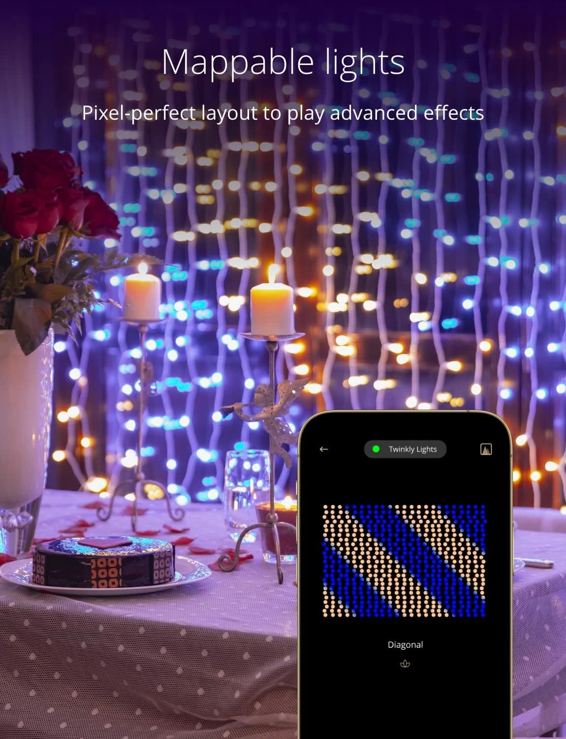 Rideau Scintillant – Lumières De Noël LED Contrôlées Par L'application Avec 210 LED RVB + W ( 16 Millions De Couleurs + Blanc Chaud ). 5 Par 7 Pieds. Câble Clair. Décoration D'éclairage Intelligent Intérieur Et Extérieur 5 Rideau Scintillant – Lumières De Noël LED Contrôlées Par L'application Avec 210 LED RVB + W ( 16 Millions De Couleurs + Blanc Chaud ). 5 Par 7 Pieds. Câble Clair. Décoration D'éclairage Intelligent Intérieur Et Extérieur - Image 3