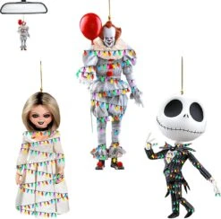 3Pcs Classique Horreur Personnages Voiture Air Fresheners Encens Chips Noir Glace Et Bonbons Parfumé Ornement Halloween Ornement Voiture Rétroviseur Pendentif Suspendu De Noël Arbre Décor Ou Fête D'anniversaire (3Pcs-A)