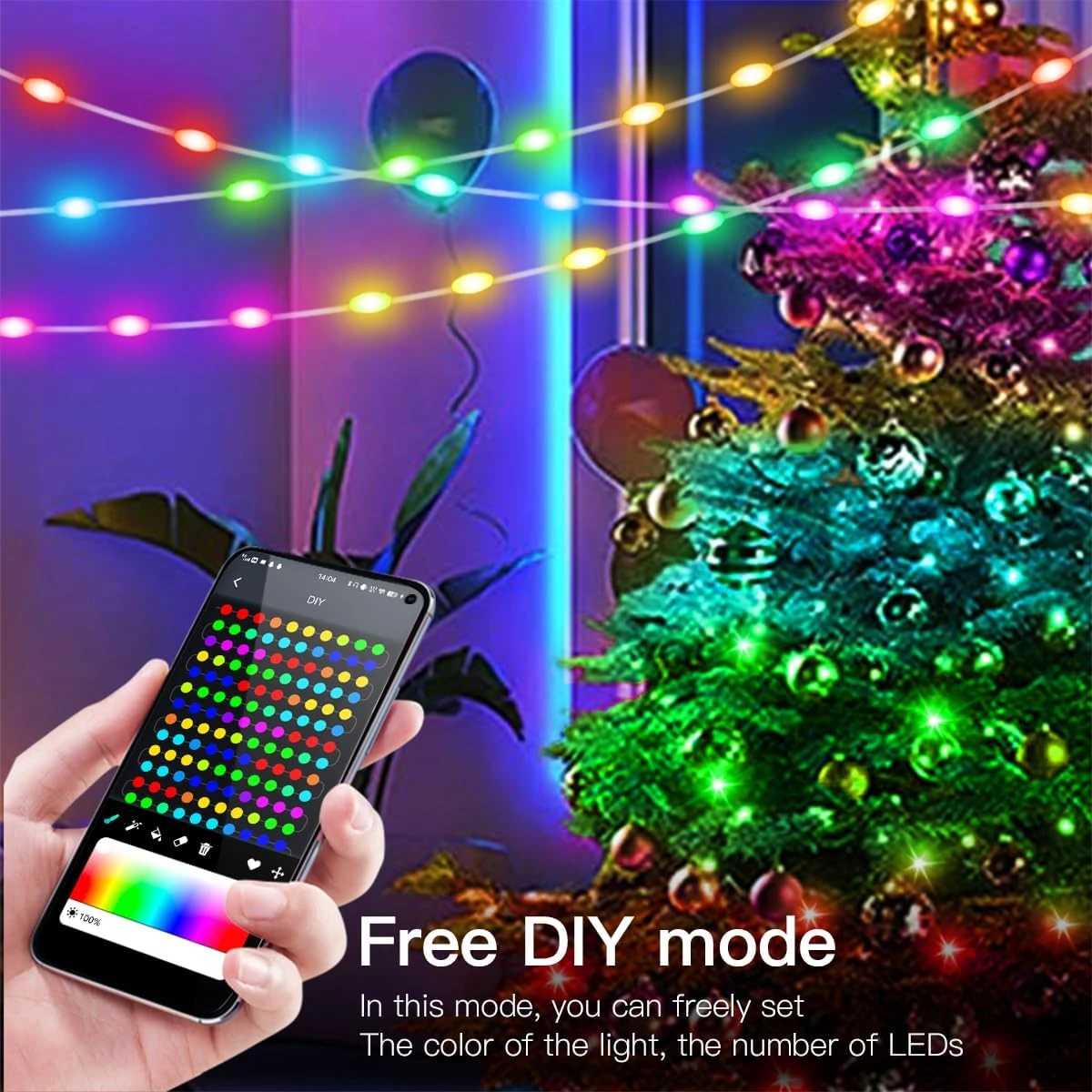 Adressable USB Fairy Lights, 33ft 100LEDs APP Control Twinkle Lights, Intérieur LED String Lights Pour Chambre, Décorations De Noël 4 Adressable USB Fairy Lights, 33ft 100LEDs APP Control Twinkle Lights, Intérieur LED String Lights Pour Chambre, Décorations De Noël - Image 2