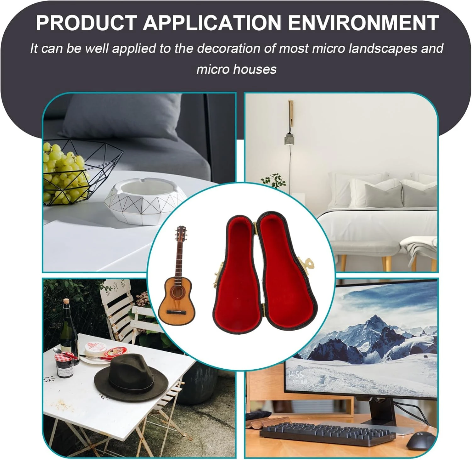 FAVOMOTO 1 Set En Bois Mini Guitare Modèle Avec Titulaire Décoratif Guitare Instrument Réplique Décor Pour Noël Maison Café Ornement 10 FAVOMOTO 1 Set En Bois Mini Guitare Modèle Avec Titulaire Décoratif Guitare Instrument Réplique Décor Pour Noël Maison Café Ornement - Image 8