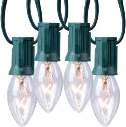 Lumières De Noël Vintage, 50 Pieds C9 Lampes à Cordes Pour La Période Des Fêtes De Noël Stranger Things Party Garage Extérieur Intérieur Jardin Patio Arrière-cour Décoration Café, Fil Vert