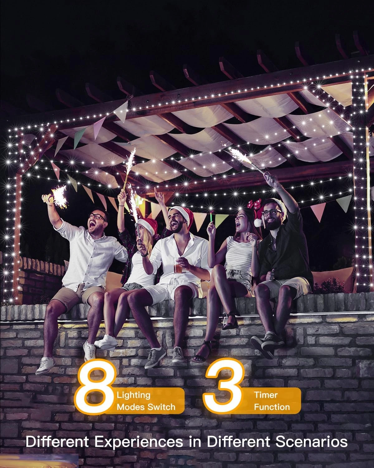 Ollny Lumières De Noël Extérieures Blanc Froid, 600LED 197FT Lumières D'arbre De Noël IP67 Étanche Avec Télécommande 8 Modes Mémoire Minuterie, Plug In Lumières De Noël Pour Maison Intérieure Décorations De Jardin De Vacances 5 Ollny Lumières De Noël Extérieures Blanc Froid, 600LED 197FT Lumières D'arbre De Noël IP67 Étanche Avec Télécommande 8 Modes Mémoire Minuterie, Plug In Lumières De Noël Pour Maison Intérieure Décorations De Jardin De Vacances - Image 3