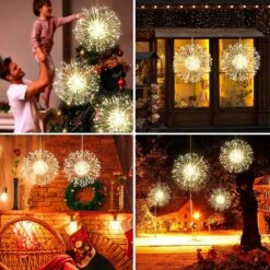 Faible Feu D'artifice Lumières De Fil De Chaîne, Bricolage LED 8 Modes Lumières Dimmables, Lumières De Starburst à Suspension Décorative Imperméable Pour Noël, Maison, Terrasse, Décoration Extérieure Intérieure (120-lumière Chaude, 4 Pack) -Oui || N/A || pearhead 717q1JPHfEL. AC SL1000