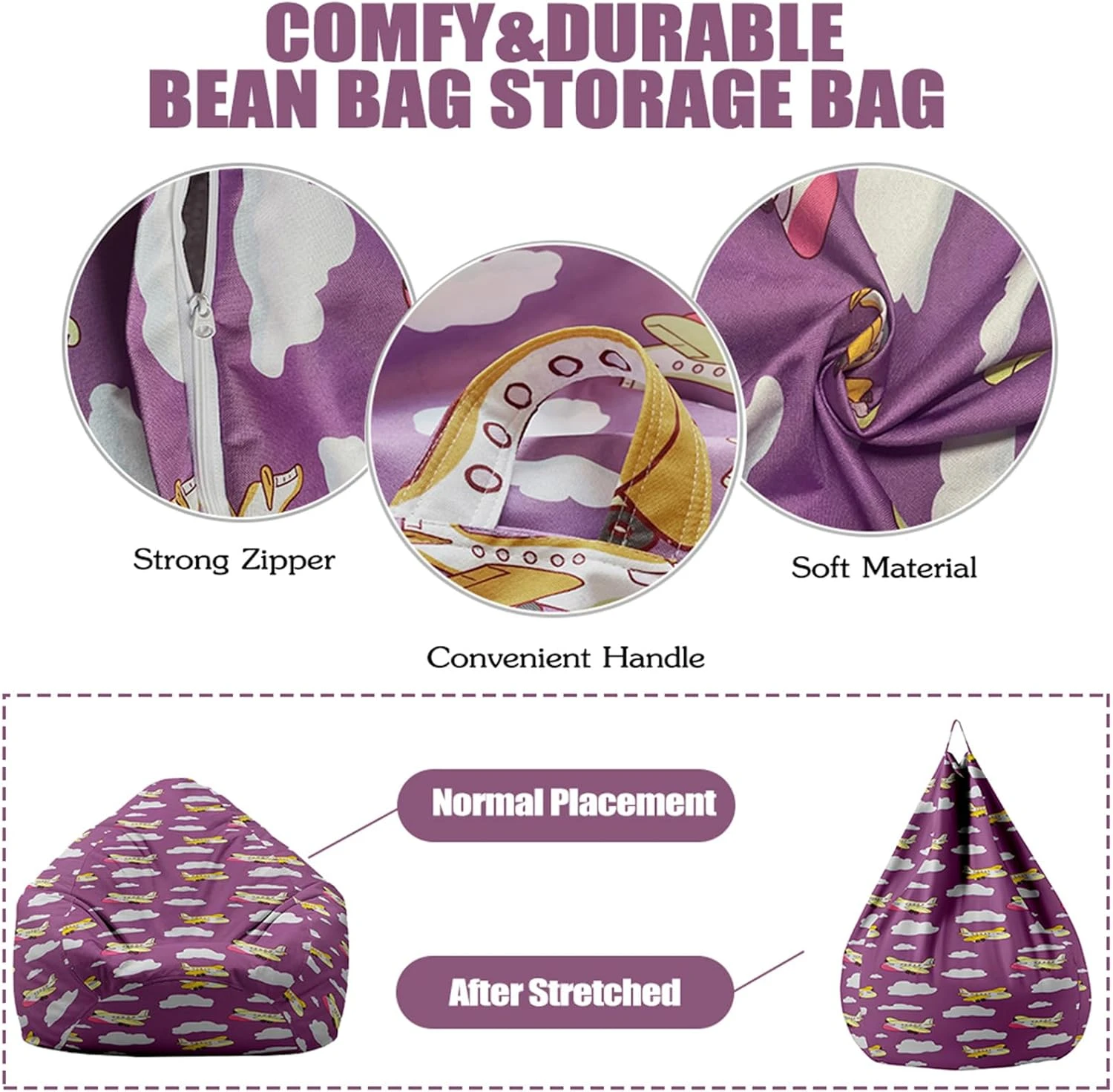 Morbuy Bean Sac Chaise Couverture Pour Enfants Adultes (No Remplissage), Doux Paresseux Canapé Couverture Lavable Surdimensionné Stockage Bean Sac Couverture Pour Salon, Intérieur, Extérieur (Noël Jour 1, S-70x80cm) 6 Morbuy Bean Sac Chaise Couverture Pour Enfants Adultes (No Remplissage), Doux Paresseux Canapé Couverture Lavable Surdimensionné Stockage Bean Sac Couverture Pour Salon, Intérieur, Extérieur (Noël Jour 1, S-70x80cm) - Image 4