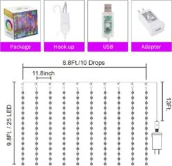 6 Couleurs Changeant Rideau Lumières - 250 LED 9.8 X 8.8 FT Fée Chaîne Lumières, 7 Modes Twinkle Lumières Avec Télécommande, Backdrop Mur Suspendre Dripping Lumières Pour Chambre Arrière-cour Halloween Décor De Noël -Oui || N/A || pearhead 718EcMo8QZL. AC SL1500