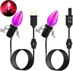 Enhon Accessoire Cordon Avec 1 LED Ampoule, Souffler Moule Lumière Avec C7 Lampe, Noir Cordon Avec On/Off Switch Plug, Village Lumière Pour Halloween Vacances De Noël Intérieur Décor Artisanat Projets (Purple)