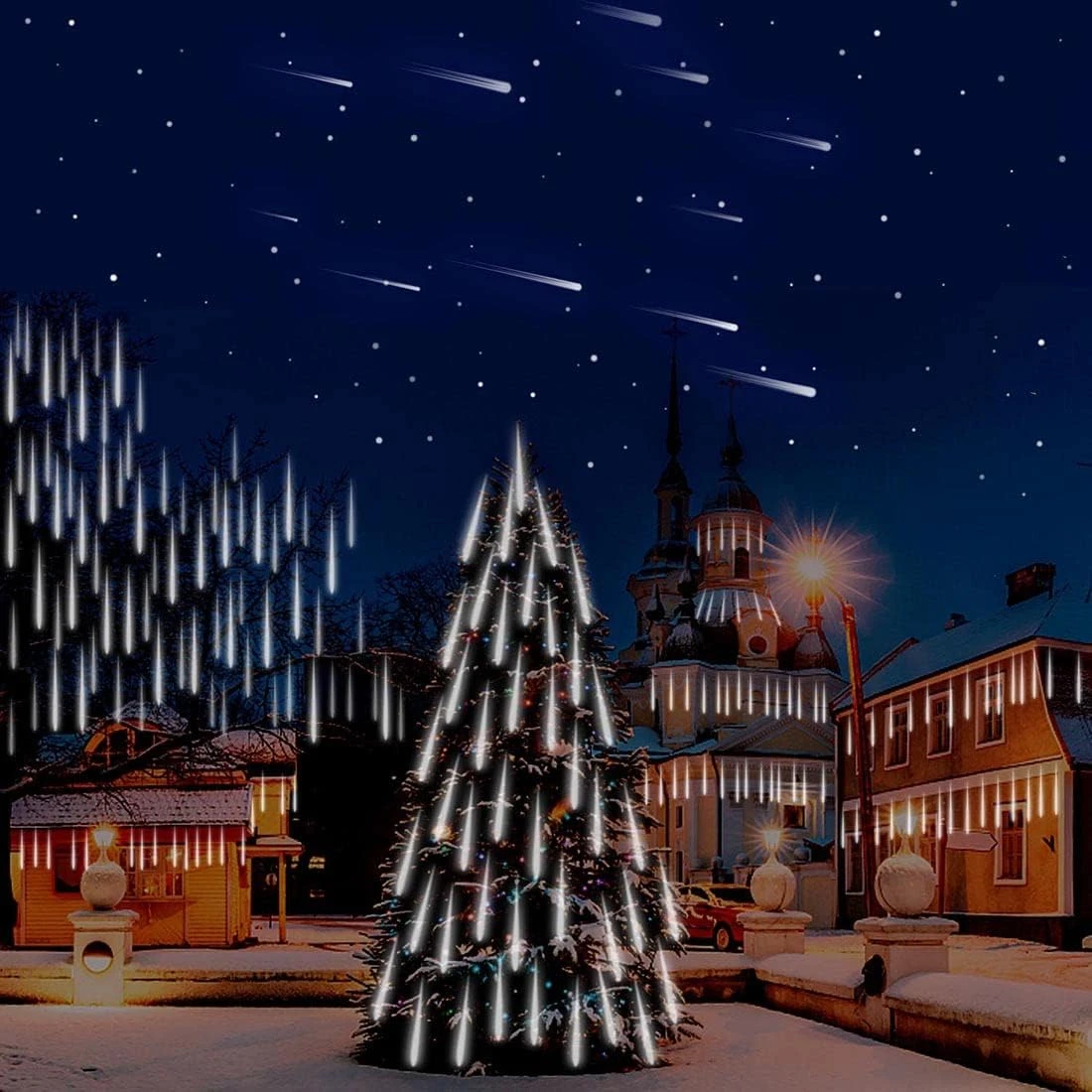 Lumières De Noël Attenantes à L'extérieur, Lumières De Douche De Météore 12 Pouces 8 Tubes Pluie Tombante Pluie Tombant Sur La Neige Lumières D'icônes En Cascade Pour Arbre De Noël, Décorations De Noël à L'extérieur, Luces De Navidad Para Extérieur ( Blanc ) 6 Lumières De Noël Attenantes à L'extérieur, Lumières De Douche De Météore 12 Pouces 8 Tubes Pluie Tombante Pluie Tombant Sur La Neige Lumières D'icônes En Cascade Pour Arbre De Noël, Décorations De Noël à L'extérieur, Luces De Navidad Para Extérieur ( Blanc ) - Image 4