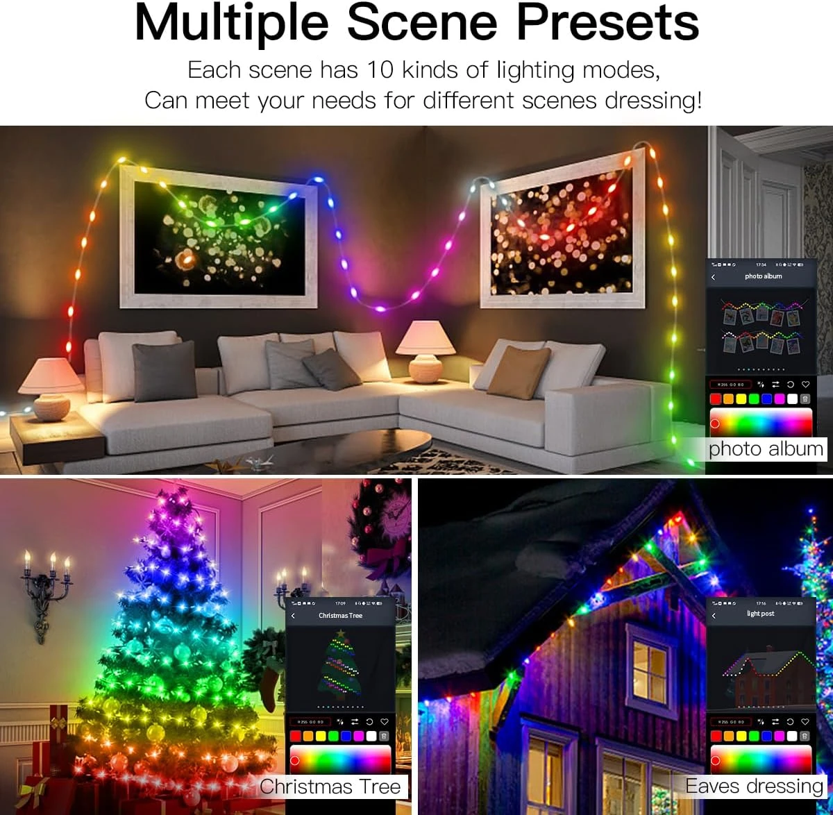 Adressable USB Fairy Lights, 33ft 100LEDs APP Control Twinkle Lights, Intérieur LED String Lights Pour Chambre, Décorations De Noël 5 Adressable USB Fairy Lights, 33ft 100LEDs APP Control Twinkle Lights, Intérieur LED String Lights Pour Chambre, Décorations De Noël - Image 3