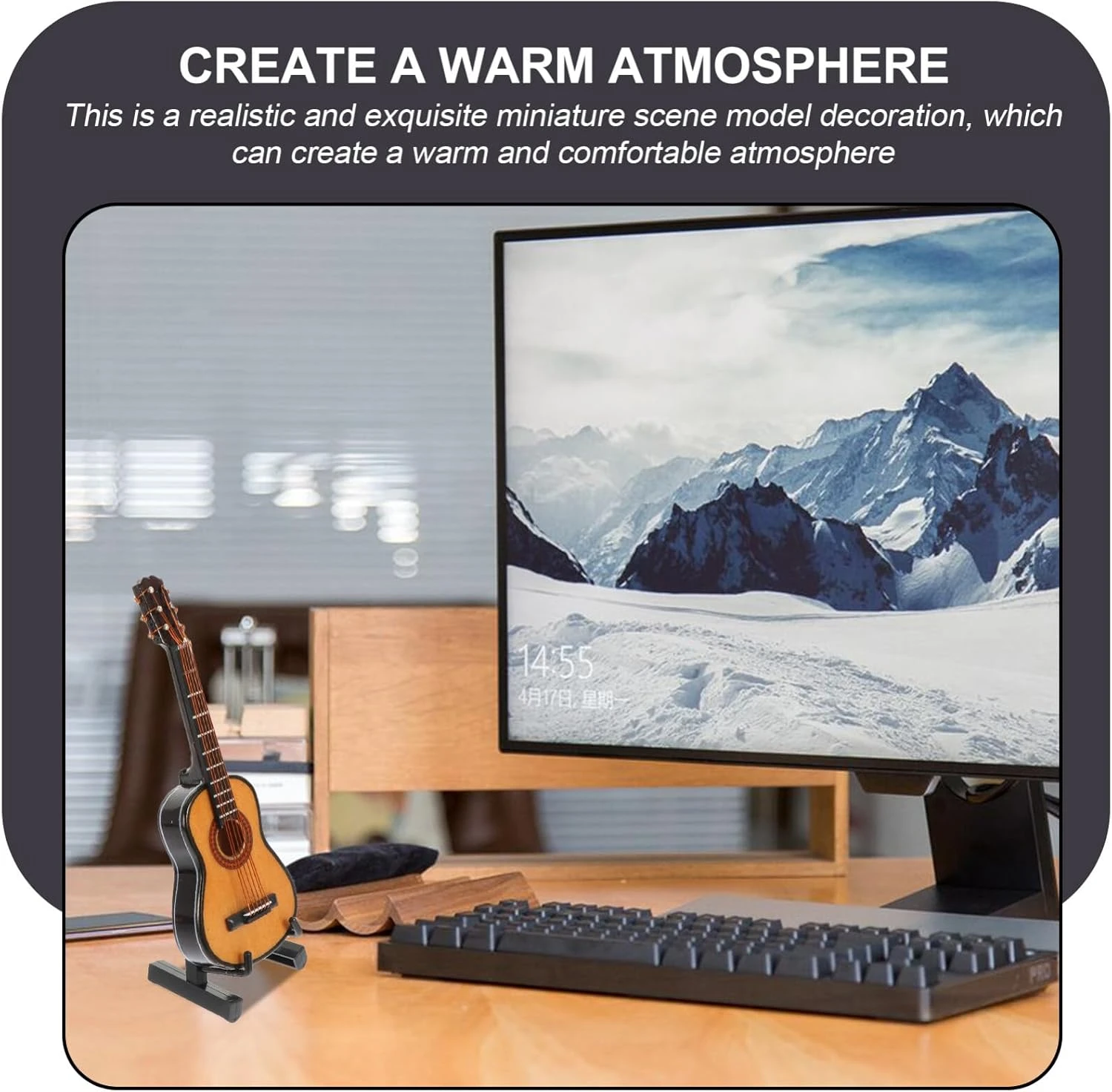 FAVOMOTO 1 Set En Bois Mini Guitare Modèle Avec Titulaire Décoratif Guitare Instrument Réplique Décor Pour Noël Maison Café Ornement 8 FAVOMOTO 1 Set En Bois Mini Guitare Modèle Avec Titulaire Décoratif Guitare Instrument Réplique Décor Pour Noël Maison Café Ornement - Image 6