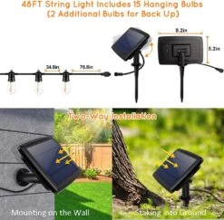 Feux De Corde D'extérieur HueLiv 96 FT, Feux De Terrasse LED Blanc Chaud, 34 Ampoules, Feux Décoratifs étanches Approuvés ETL De Qualité Commerciale, Café De Jardin Bistrot, Extérieur / Intérieur, 1W, 2 Pack 48FT, Noël -Oui || N/A || pearhead 71ANnMuYh4S. AC SL1000