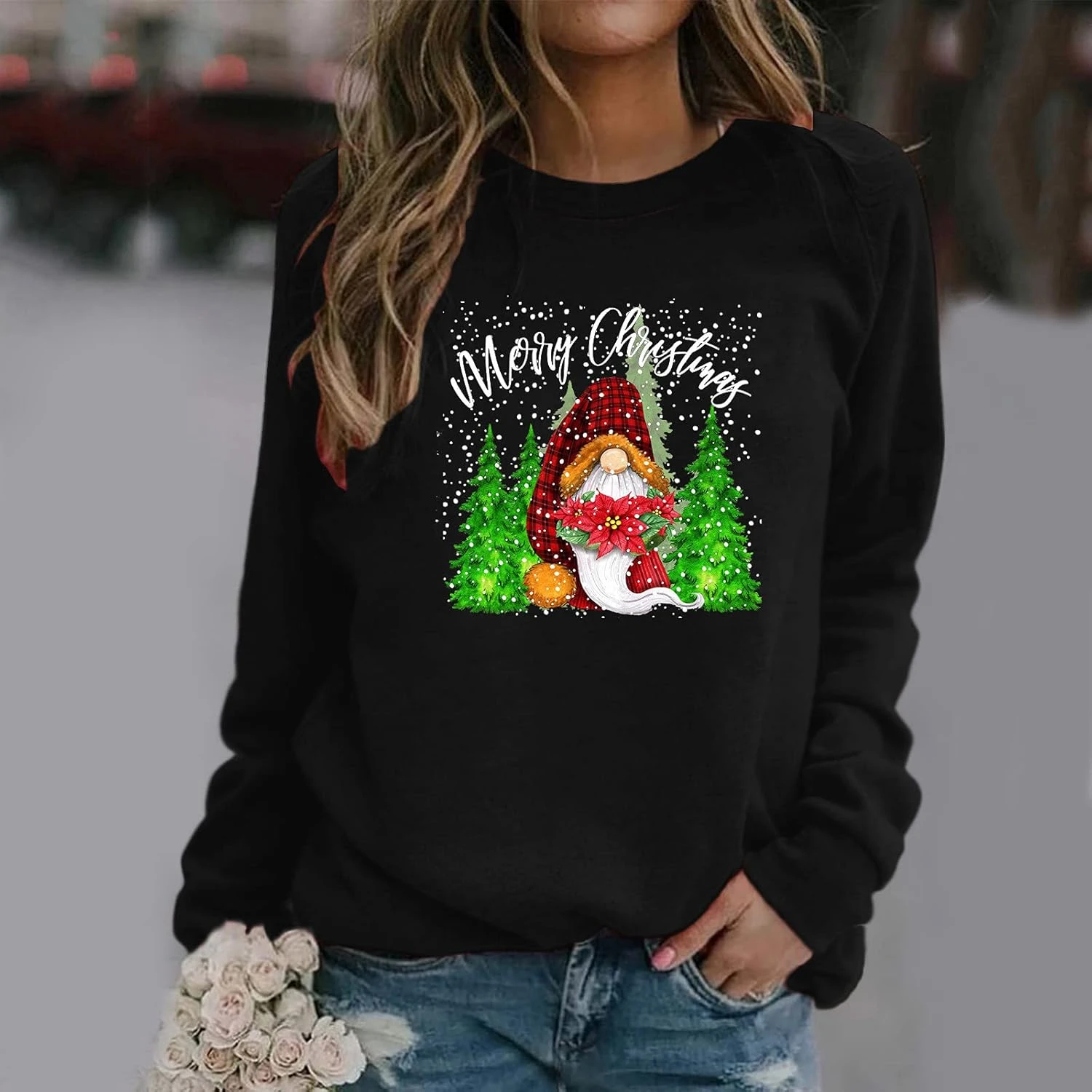 Sweatshirts De Noël à Manches Longues Crewneck Top Oversized Trendy Hiver Sweat Xmas Holiday Sweatshirts 4 Sweatshirts De Noël à Manches Longues Crewneck Top Oversized Trendy Hiver Sweat Xmas Holiday Sweatshirts - Image 2