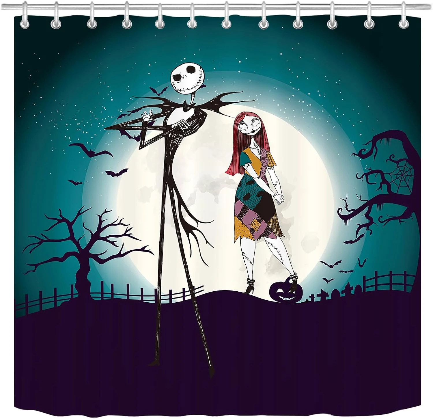 Doimck Cauchemar Avant Noël Rideaux De Douche Pour Salle De Bains Ensembles, Cauchemar Avant Noël Salle De Bains Ensembles Avec Rideau De Douche Et Tapis (N5) 5 Doimck Cauchemar Avant Noël Rideaux De Douche Pour Salle De Bains Ensembles, Cauchemar Avant Noël Salle De Bains Ensembles Avec Rideau De Douche Et Tapis (N5) - Image 3