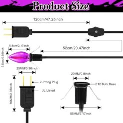 Enhon Accessoire Cordon Avec 1 LED Ampoule, Souffler Moule Lumière Avec C7 Lampe, Noir Cordon Avec On/Off Switch Plug, Village Lumière Pour Halloween Vacances De Noël Intérieur Décor Artisanat Projets (Purple) -Oui || N/A || pearhead 71Ai8XSThbL. AC SL1500