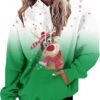 EGNMCR Sweatshirts à Capuche Pour Femmes Casual Noël Hoodies Pull Mignon Gradient Xmas Elk Print Sports Hoodie Avec Poches