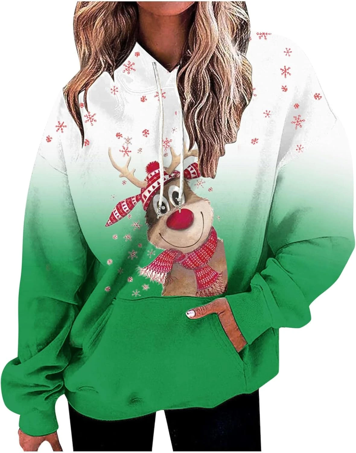 EGNMCR Sweatshirts à Capuche Pour Femmes Casual Noël Hoodies Pull Mignon Gradient Xmas Elk Print Sports Hoodie Avec Poches 3 EGNMCR Sweatshirts à Capuche Pour Femmes Casual Noël Hoodies Pull Mignon Gradient Xmas Elk Print Sports Hoodie Avec Poches