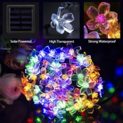Fleurs Solaires SOLPEX, 2 Packs Chacune 23 Pieds 50 LED De Fleurs De Fée Solaire, Lumières De Cordes De Fleurs Solaires Pour Patio, Jardin, Arbre, Clôture, Noël, Fête, Décorations De Vacances - Multicolore -Oui || N/A || pearhead 71BtIhbjO6L. AC SL1200