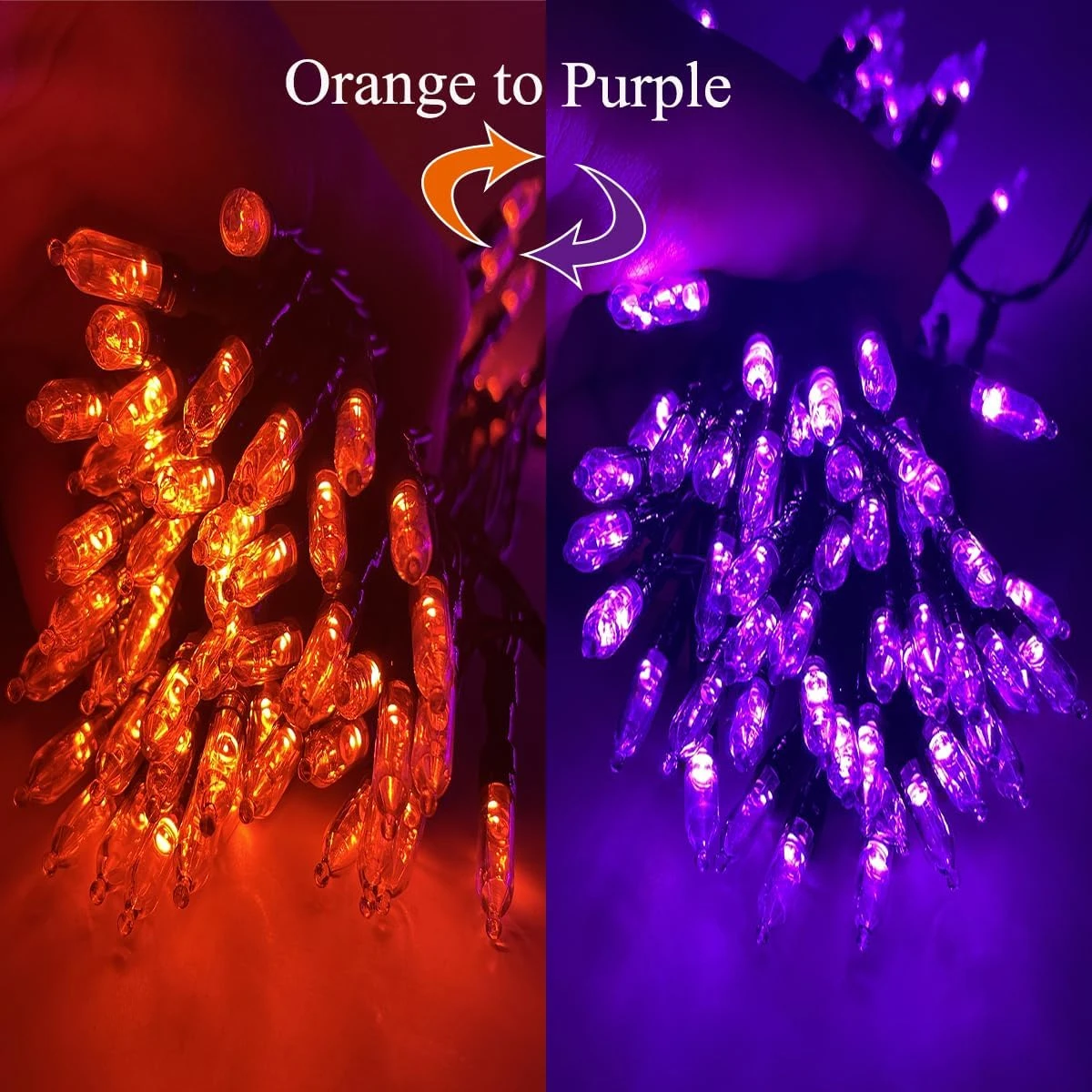 CARETHYS 2 Séries De 100 Compte Clair Fil Vert Halloween Lumière, Huit Modes, Orange & Violet Lumières Pour Intérieur Ou Extérieur Décorations De Noël, Batterie Alimenté 5 CARETHYS 2 Séries De 100 Compte Clair Fil Vert Halloween Lumière, Huit Modes, Orange & Violet Lumières Pour Intérieur Ou Extérieur Décorations De Noël, Batterie Alimenté - Image 3