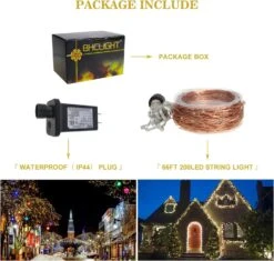 Plug-in De Lumières De Fée BHCLIGHT 66Ft 200 LED, Lumières De Cordes étanches Extérieures 8 Modes Copper Wire Lights Décor De Chambre, Lumières Scintillantes Pour Chambre De Fille Jardin Mariage De Fête De Noël (blanc Chaud) -Oui || N/A || pearhead 71Daxj3BL. AC SL1500