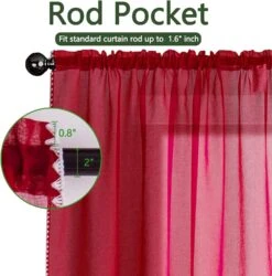 Tony's Collection Rouge Sheer Rideaux Décorations De Noël Fenêtre Rideaux Avec Côté Broderie Frill Rod Poche Sheer Panels Rideaux 63 Pouces De Long Pour Chambre Salon (34x63 Pouce, Rouge, 2 Panneaux) -Oui || N/A || pearhead 71DdRhua5sL. AC SL1500