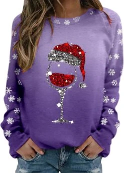 SNKSDGM Joyeux Noël Chemises Femmes Nouveauté Joyeux Noël Graphique Sweatshirts T Shirt Top Noël Mignon Drôle Pulls