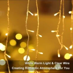 Blingstar Icicle Lights 32.8Ft 300 LED 8Modes Lumières De Noël Plug In Warm White String Lights Extensible Icecycle Lights Pour Noël Fête De Mariage Maison Jardin Chambre Intérieur Extérieur Décoration -Oui || N/A || pearhead 71Dr0LoX1wL. AC SL1500