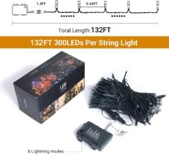 Batterie Fonctionné Lumières De Noël-132FT 300 LED 8 Modes Extérieur/Intérieur Étanche Fées Lumières, Décoratif Lumière Cordes Pour Fête De Mariage Chambre Toit Jardin Halloween Thanksgiving Vacances, Multicolore -Oui || N/A || pearhead 71EddOveXL. AC SL1500