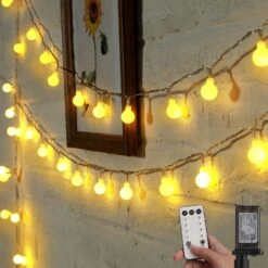 Minetom Mini Globe String Lights, 66 Pieds. 200 LED Fairy String Lights Plug In, 8 Modes Avec Télécommande, Décor Pour Intérieur Fête Extérieure Mariage Jardin D'arbre De Noël, Blanc Chaud