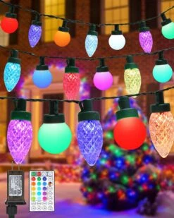 Jyoiat Couleur Changeant Chaîne Lumières Avec Télécommande - Fonction De Timing, Dimmable Étanche Connectable 33ft 50LED C9 & Globe String Lumières Pour Noël De Vacances En Plein Air