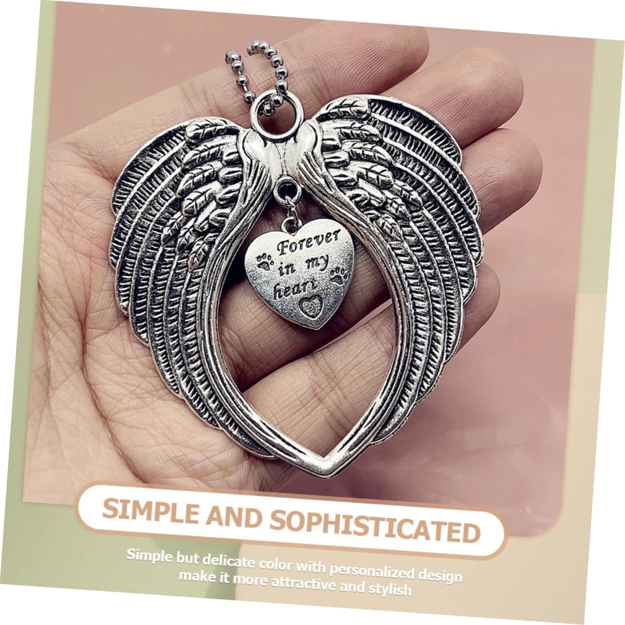 Garneck 2pcs Coeur Ailes Pendentif Voiture Accessoires Animaux Mémorial Décorations Anges Ailes Collier Noël Upside Down Croix Boucles D'oreilles Alliage Argent Ange Aile Charme De Voiture Noël 7 Garneck 2pcs Coeur Ailes Pendentif Voiture Accessoires Animaux Mémorial Décorations Anges Ailes Collier Noël Upside Down Croix Boucles D'oreilles Alliage Argent Ange Aile Charme De Voiture Noël - Image 5