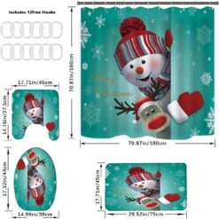 Joyeux Noël Douche Rideau Ensembles Pour Salle De Bains, 4Pcs Xmas Rideau De Douche/Non-Slip Salle De Bains Tapis/Couvercle De Toilette Couvercle/Bain Tapis, Drôle Père Noël Elk Bonhomme De Neige Cloche Car Tapis Décor (Snowman & Elk) 11 Joyeux Noël Douche Rideau Ensembles Pour Salle De Bains, 4Pcs Xmas Rideau De Douche/Non-Slip Salle De Bains Tapis/Couvercle De Toilette Couvercle/Bain Tapis, Drôle Père Noël Elk Bonhomme De Neige Cloche Car Tapis Décor (Snowman & Elk) -Oui || N/A || pearhead 71FxXei0 1L. AC SL1400