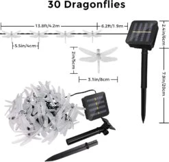 CIAOYE Dragonfly Solar String Lights, 30 LED 21ft 8 Modes Solaire Alimenté Extérieur Imperméable Fée Éclairage Pour Les Arbres De Noël Jardin Patio Clôture Mariage Décor De Fête, Multi Couleur -Oui || N/A || pearhead 71G7SwoIrL. AC SL1500