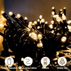 Feux De Chaîne Actionnés Par Batterie ZAIYW 4 Pack, 16,5 Ft Feux De Chaîne Vert Foncé 50 LED Avec Minuterie à Distance 8 Modes Faible Pour Chambre à Coucher Patio Yard Garden Décor D'arbre De Noël ( Blanc Chaud ) -Oui || N/A || pearhead 71GCOrPIEPL. AC SL1500