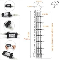 FUNIAO ( Nouveau ) Lumières De Décoration De Noël, 320 Lumières D'arbre De Noël à Cascade LED Avec Dessus 12 ", 8 Modes Lumières De Chaîne Intérieure Extérieure Pour Cour, Fête, Maison, Vacances ( Blanc Chaud ) 15 FUNIAO ( Nouveau ) Lumières De Décoration De Noël, 320 Lumières D'arbre De Noël à Cascade LED Avec Dessus 12 ", 8 Modes Lumières De Chaîne Intérieure Extérieure Pour Cour, Fête, Maison, Vacances ( Blanc Chaud ) -Oui || N/A || pearhead 71GFhXIMEL. AC SL1500