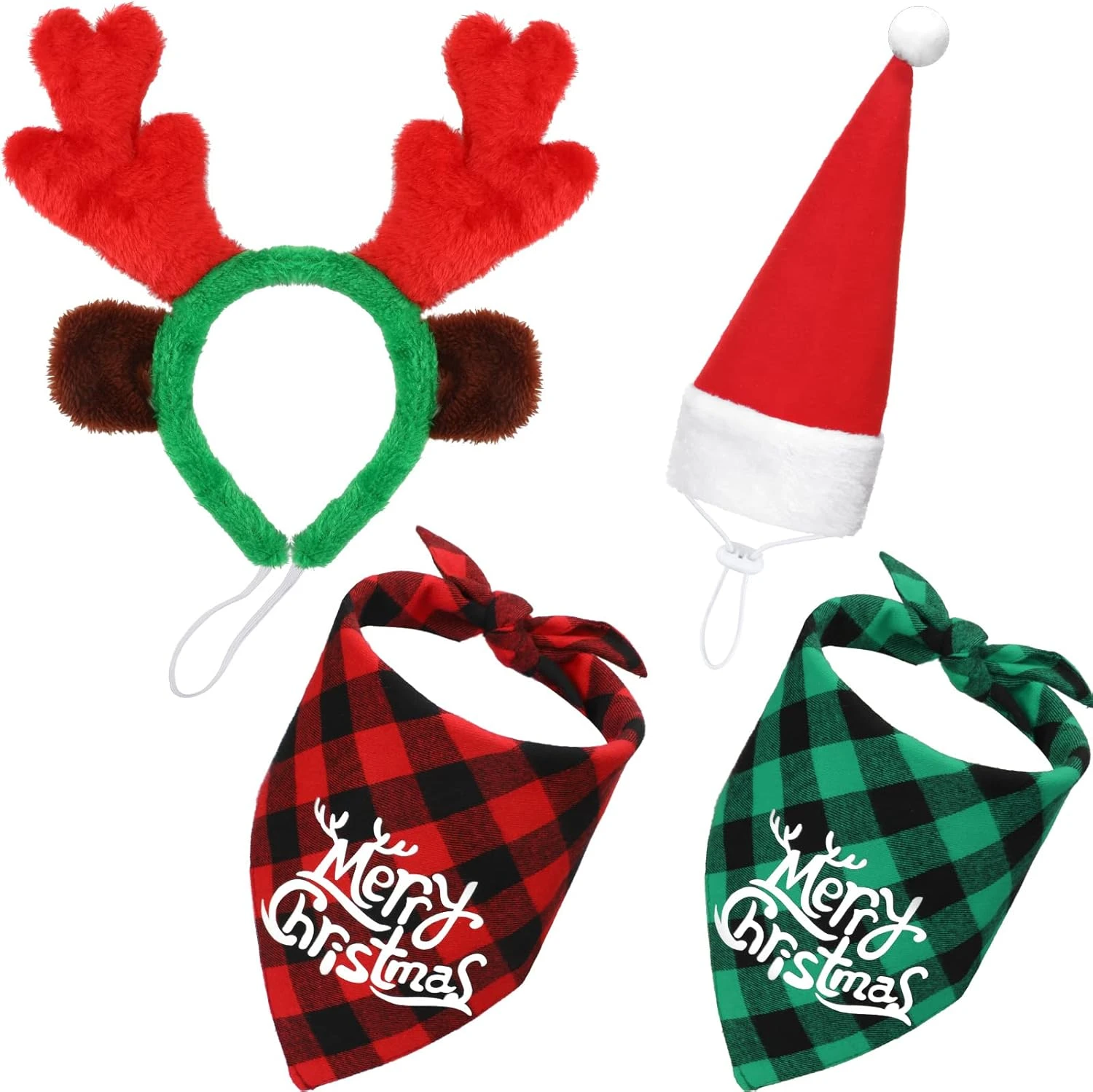 Chapeau De Noël Pour Chien De Noël 3D Réglable En 4 Pièces, écharpe De Noël Classique Pour Animaux De Compagnie Buffalo, Bande De Tête De Renne De Noël Avec Oreilles Accessoires De Costume Pour Animaux De Compagnie Pour Chiens Et Chats ( Style Vif ) 3 Chapeau De Noël Pour Chien De Noël 3D Réglable En 4 Pièces, écharpe De Noël Classique Pour Animaux De Compagnie Buffalo, Bande De Tête De Renne De Noël Avec Oreilles Accessoires De Costume Pour Animaux De Compagnie Pour Chiens Et Chats ( Style Vif )