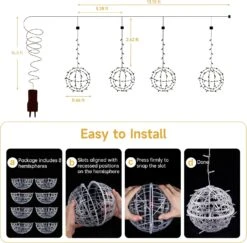 Baung Outdoor Globe Suspendu String Lights, 4 Pack 7.87" Lumières Sphère,Ball Tree Garden Lights Pour La Maison, Fête, Noël, Porche Patio,Mariage, Jardin, Décoration D'arbre Avec Plug(Warm White) 14 Baung Outdoor Globe Suspendu String Lights, 4 Pack 7.87" Lumières Sphère,Ball Tree Garden Lights Pour La Maison, Fête, Noël, Porche Patio,Mariage, Jardin, Décoration D'arbre Avec Plug(Warm White) -Oui || N/A || pearhead 71GbmMxT9VL. AC SL1500