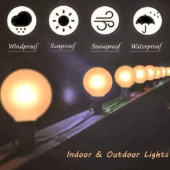 SUNSGNE 25Ft Outdoor Patio String Lights G40 Avec 27 Ampoules Givrées Blanc, Lampes à Cordes Suspendues Connectables étanches Pour Véranda Arrière Balcon Fête Décor De Noël, 5 Watts, Fil Noir -Oui || N/A || pearhead 71HFvfeeDL. AC SL1500