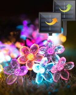 Lumières à Cordes Solaires Fleur Jardin Lumières Extérieur Imperméable Fée Lumières Solaire Powered Décoratif Cerisier Fleuri Pour Camping Extérieur Balcon Courge Porche Patio Arbre De Noël 33ft 50 Led Pack 2