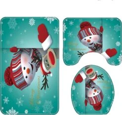 Joyeux Noël Douche Rideau Ensembles Pour Salle De Bains, 4Pcs Xmas Rideau De Douche/Non-Slip Salle De Bains Tapis/Couvercle De Toilette Couvercle/Bain Tapis, Drôle Père Noël Elk Bonhomme De Neige Cloche Car Tapis Décor (Snowman & Elk) 12 Joyeux Noël Douche Rideau Ensembles Pour Salle De Bains, 4Pcs Xmas Rideau De Douche/Non-Slip Salle De Bains Tapis/Couvercle De Toilette Couvercle/Bain Tapis, Drôle Père Noël Elk Bonhomme De Neige Cloche Car Tapis Décor (Snowman & Elk) -Oui || N/A || pearhead 71I6ke0LDL. AC SL1500