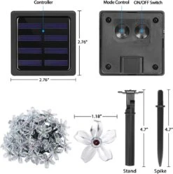 Fleurs Solaires SOLPEX, 2 Packs Chacune 23 Pieds 50 LED De Fleurs De Fée Solaire, Lumières De Cordes De Fleurs Solaires Pour Patio, Jardin, Arbre, Clôture, Noël, Fête, Décorations De Vacances - Multicolore -Oui || N/A || pearhead 71IaADePuhL. AC SL1200